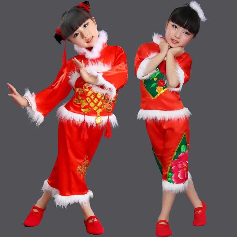 儿童演出服中国结幼儿民族秧歌服 春节喜庆服装